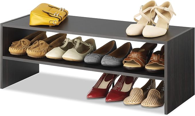 Whitmor Stackable 2-Tier Shoe Shelf, 31 inch, Espresso - Image 4