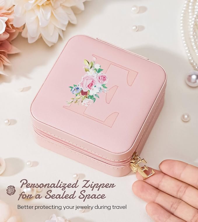 Enthralite Travel Jewelry Box for Girls: Traveling Jewelry Case Gift for Women - Mini Organizer for Necklaces Earrings Pink E - Image 4