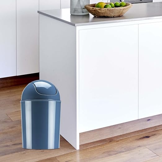 Umbra 1.25 Gallon Mini Waste Can with Removable Swing-Top Lid - Small Garbage Bin for Kitchen, Bathroom, Bedroom, Office - Compact Trash Can Fit Under Tables & Counters - Blue - Image 4