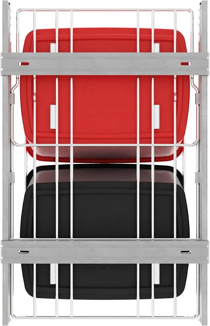 Rev-A-Shelf RV-18KD-1618C-S Double Pullout Trash Can for Kitchen Cabinets 35 Qt Garbage Recycling Bin on Full Extension Slides, Red/Black - Image 7