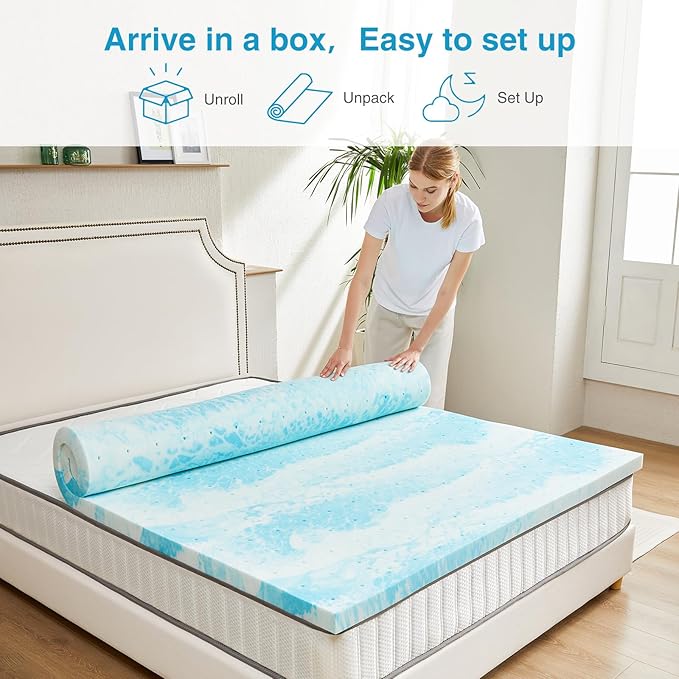 Mattress Topper, Twin Size Cooling Memory Foam Bed Toppers, 2 Inch Soft Mattress Pads for Sleeper Sofa, RV, Camper, CertiPUR-US Certified