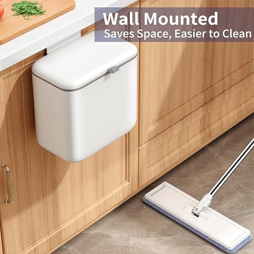 Compost Bin Kitchen for Countertop or Under Sink, 2.6 Gallon Hanging Small Trash Can with Lid, Garbage Can for Cabinet Door, Indoor/outdoor Food Waste Bin for Kitchen, Bathroom, RV, Office, White - Image 8