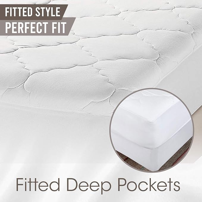 Micropuff Fitted Mattress Pad - California King Size (72" x 84") Mattress Pad - Soft and Comfortable Fitted Mattress Protector - Mattress Cover Stretches 15 to 18 Inches Deep - Easy to Wash