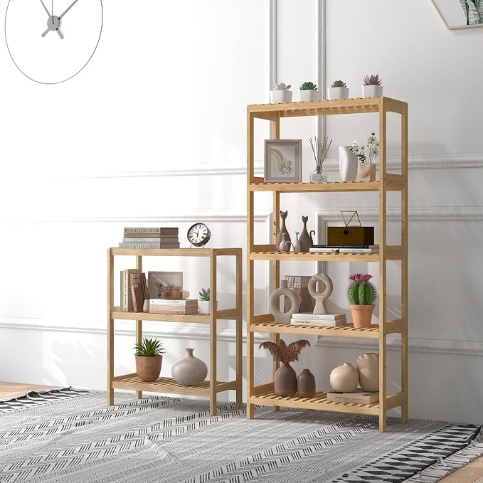 Bamboo Bathroom Shelf, Stand Utility Storage Shelf Multifunctional Bathroom Kitchen Living Room Holder Plant Flower Stand (3-Tier) - Image 7