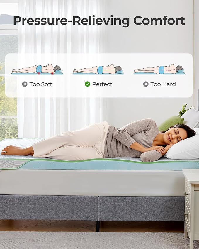 PERLECARE Firm Mattress Topper Twin XL- 3 Inch Bamboo Memory Foam Mattress Topper for Pressure Relief, Bed Topper Suitable for Side Sleepers and Back Sleepers, Removable & Washable