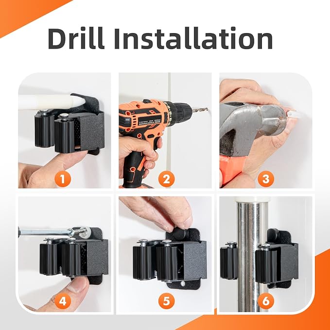 8 PCS Broom Holder Wall Mount, Upgraded Heavy Duty Mop and Broom Holder Wall Mount, Stainless Steel Broom Hanger Mop Holder Rack for Kitchen Laundry Garden Tool Organizer - Image 6