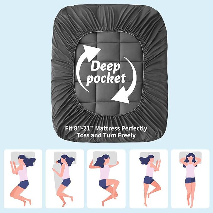Thick Mattress Topper Twin with Deep Pocket, Extra Pillow Top Mattress Pad, Breathable & Cooling Mattress Cover, Fits 8-21 Inch, Soft Support for Back Pain Relief, Mattress Protector (Twin, Gray)