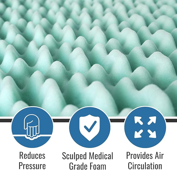 DMI Twin XL Mattress Topper Egg Crate Foam Mattress Topper for Pressure Relief, Weight Distribution & Enhanced Airflow Dorm Bed Mattress Topper 2 Inch - Improved Comfort & Alignment- Blue
