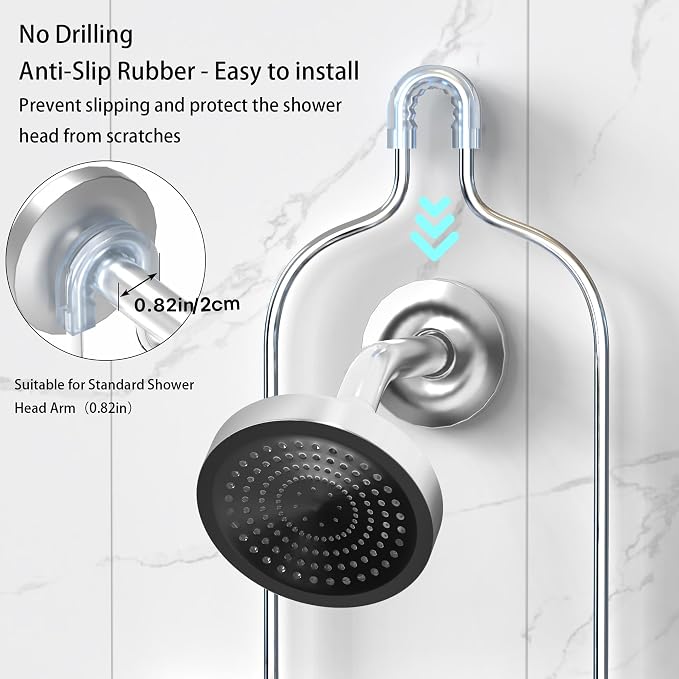 DAOYA Shower Caddy - Organizer with 6 Hooks, Soap Basket & Self-Adhesive Pad, Silver - Image 4