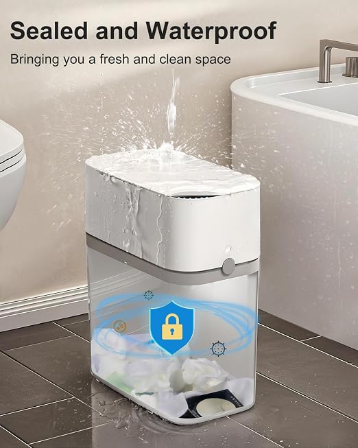 CTIME Touchless Automatic Bathroom Trash Can with Lid - 3 Gallon Slim Motion Sensor Garbage Can for Bedroom, Kitchen, Office - White (6" W x 11" L x 13" H) - Image 5