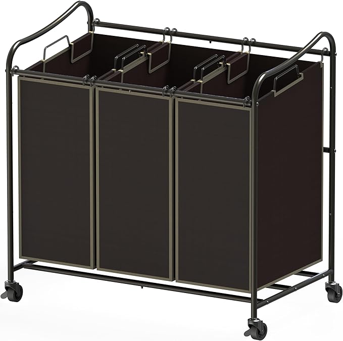 Simple Houseware Heavy Duty 3-Bag Laundry Sorter Rolling Cart, Bronze by SimpleHouseware