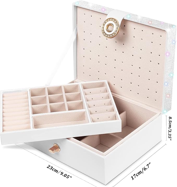 QBestry Jewelry Box for Earrings, Teen Girls Jewelry Organizer Box Earring Holder Organizer for Girls Jewelry Box Stud Earring Organizers for Girls Earrings Jewelry Boxes for Women Bling - Image 6