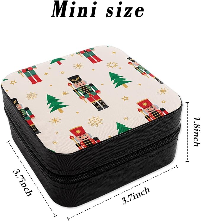Jewelry Box for Travel Portable Small Jewelry Organizer Nutcracker Travel Jewellery Box for Women Men Boys Girls Jewellery Rings Organizer Case Birthday Christmas Wedding Gifts Nutcracker - Image 2