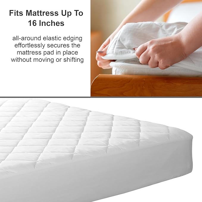 ZOYER Queen Mattress Cover, Quilted Waterproof Mattress Protector Queen Size, Hexagonal Design Mattress Pad Stretches Up to 16 Inches Deep Pocket, Breathable, Extra Soft Mattress Topper (White)