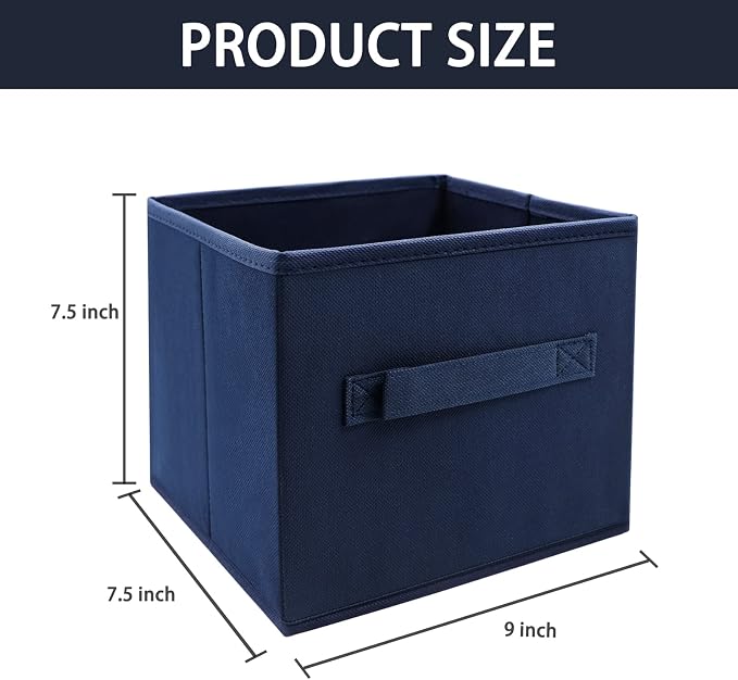 EBIGIC Small Storage Bins,Collapsible Fabric Storage Organizer 9.0"x7.5"x7.5" 3 Pack,Mini Storage Box,fit for closet, living room, bookshelf, Kids clothes and toys storage and organization Blue - Image 2