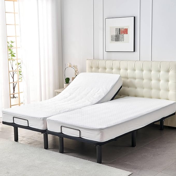 Bamboo Viscose Cooling Split King Mattress Protector for Adjustable Bed Waterproof Soft Breathable Fitted Matress Cover Pad