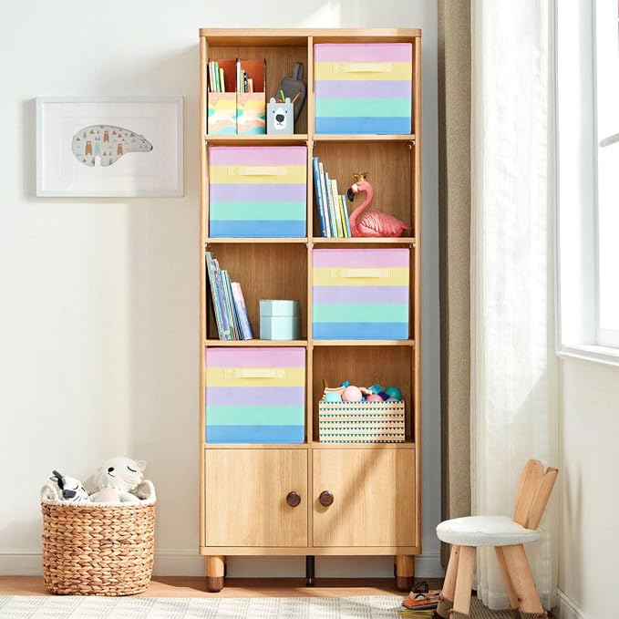ShellKingdom Storage Bins, Foldable Fabric Storage Cubes And Cloth Storage Organizer Drawer For Closet And Toys Storage, 6 Pack (Rainbow) - Image 3