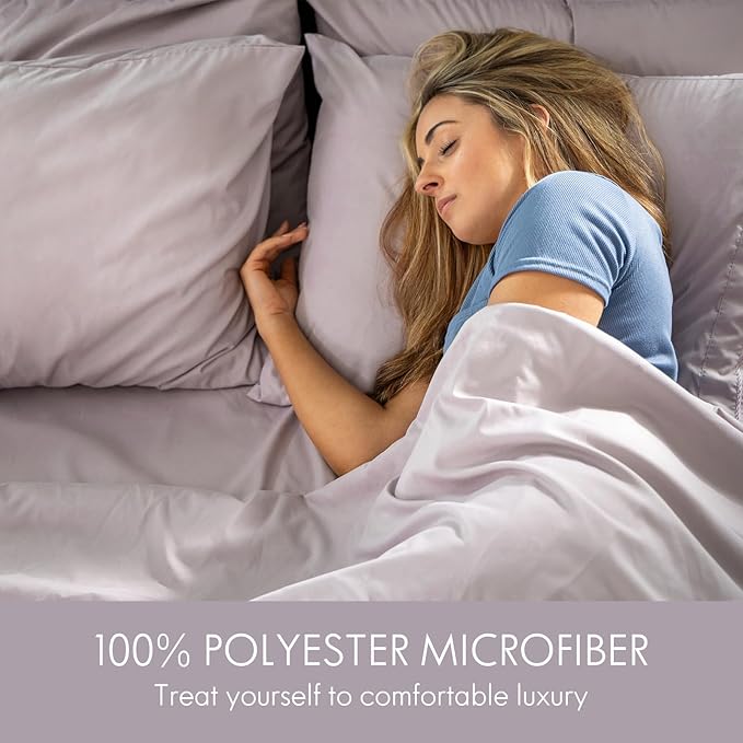 ClevaHome Full Size Sheet Set - 6 Piece Soft Breathable Luxury Bed Sheet Set - Shrinkage & Fade Resistant Embroidered Bedding Sheet with Deep Pocket, 2 Extra Pillowcases (Full, Purple Dove)