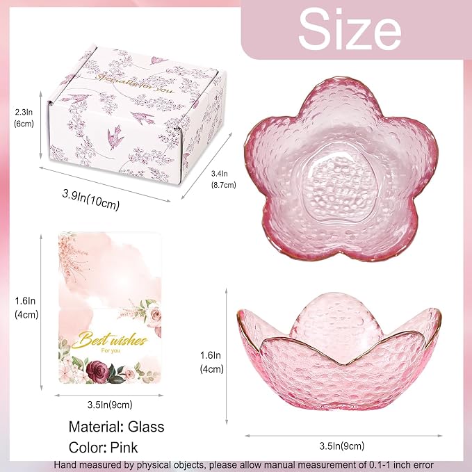 Gifts for Women Pink Flower Ring Dish Glass Jewelry Dish Jewelry Tray Cute Vanity Organizer Room Decor Aesthetic Nightstand Bathroom Decor Trinket Dish Ring Holder Dish Jewellery Tray Valentine's Gift - Image 5