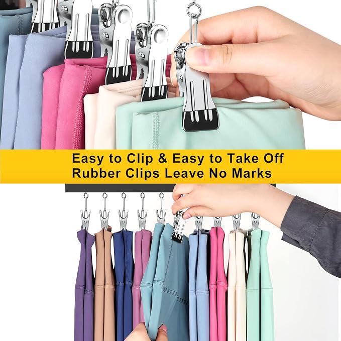 Legging Organizer for Closet, Pants Hangers with Clips Holds 20 Leggings, Jeans, Hats, Shorts, Socks, 360° Rotating Space Saving Hanging Clothes Organizer for Closet Organizers and Storage 4Pcs - Image 3