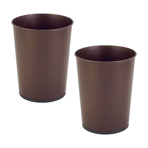 Bath Bliss 5 Liter Small Wastebasket | Round Open Top | Trash Can | Bathroom | Bedroom | Kitchen | Office | Dorm | Disposal Waste Bin | Garbage | Metal | Oil Rubbed Bronze by BathBliss