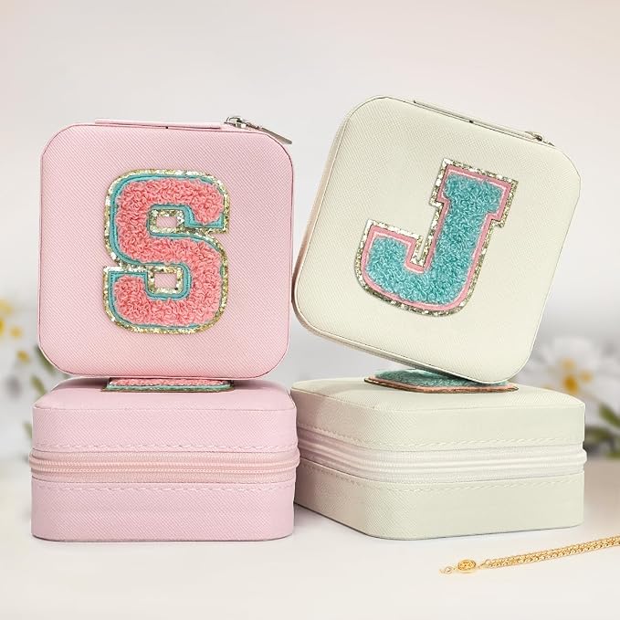 SANDJEST Personalized Jewelry Box, White Travel Jewelry Box with Initial J, Small Monogrammed Jewelry Case Organizer for Girls Women Teen Kids, Mini Travel Essentials Gifts for Birthday Christmas - Image 6