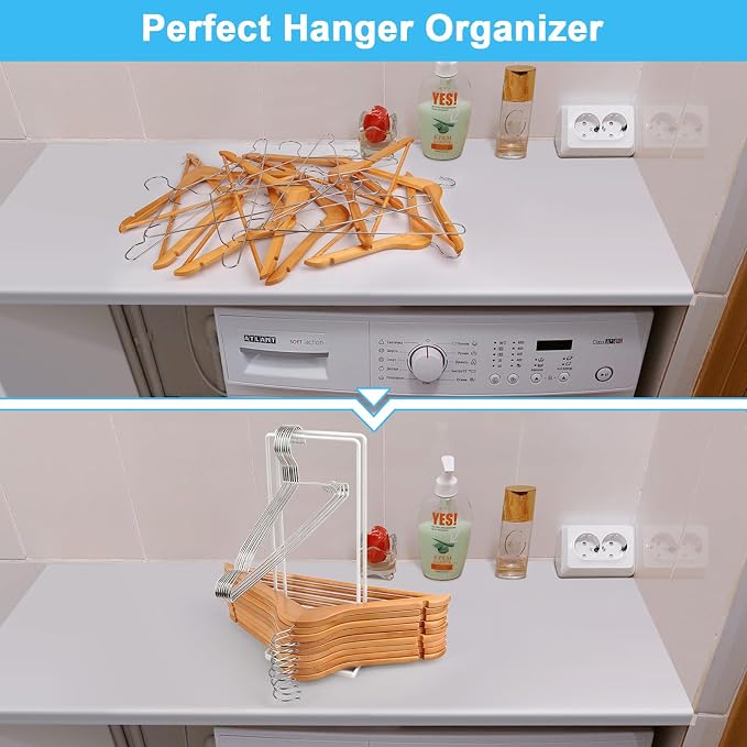Hanger Holder Stand Clothes Hanger Organizer for Home Organization, Hangers Stackers RV Rack Stand Caddy for Velvet Felt Plastic Coat Hangers Adult Kids Pant Hangars Dorm Room Essentials, 2 Pack White - Image 6