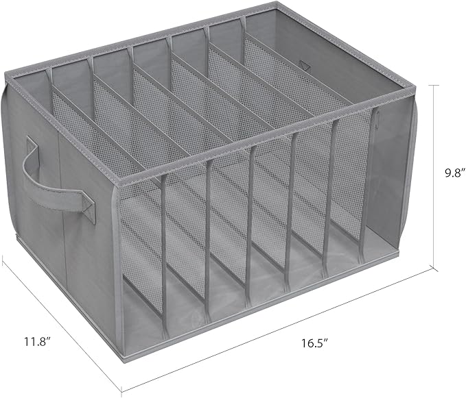 Zilink Upgraded Wardrobe Clothes Organizer with Support Board Clear Jeans Organizer for Closet with 7 Grids Divider Closet Drawer Organizer for Jean Pant Sweater Legging T-Shirt, 6 Pack, Grey - Image 2