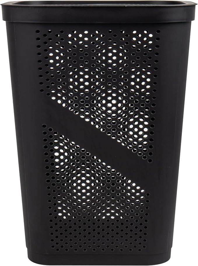 Mind Reader 60L Slim Laundry Hamper, Clothes Basket, Lid, Ventilated, Plastic, Set of 2, Black - Image 5