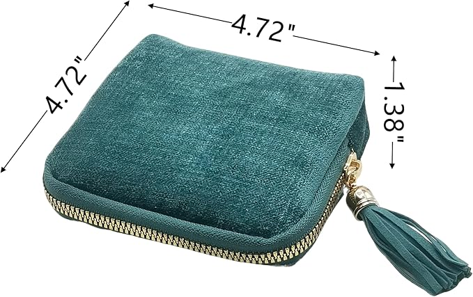 Small Travel Jewelry Case - Jewelry Travel Organizer Bag with Tassel Zipper for Bracelets, Necklaces, Bangles, Jewelry Organizer Storage Bag Gift for Women Girls - LJB001-Blue - Image 2