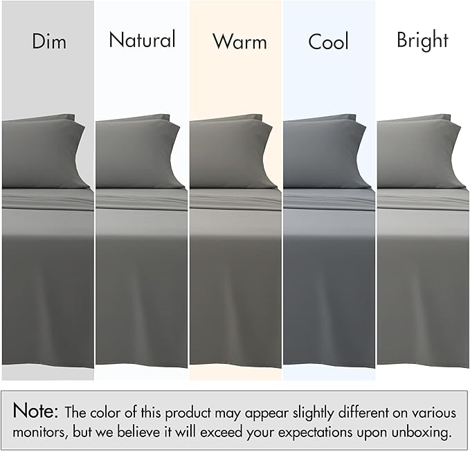 RUVANTI 100% Cotton Sheets – California King Percale Bedding, Cooling & Breathable, Durable with a Crisp, Soft & Comfortable Feel, 14" Deep Pocket, 4-Piece Set, Mist Grey