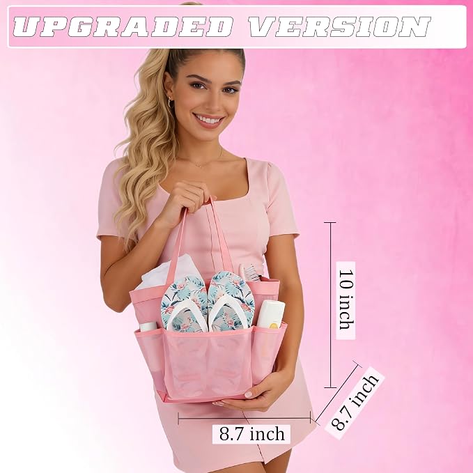 Attmu Mesh Shower Caddy Portable for College Dorm Room Camping Essentials, Shower Caddy Dorm with 9-Pockets, Large Capacity Hanging Basket Bathroom Bag for Toiletry, Swimming, Gym, Camp, Beach - Image 3