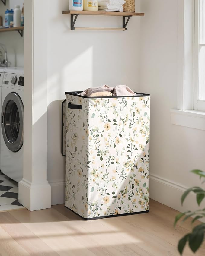 SOLEDI Laundry Hamper with Lid, 90L Tall & Large Floral Laundry Basket, Collapsible Clothes Hamper with Removable Bag, Dirty Hampers for Bedroom, Bathroom, Laundry Room - Image 2