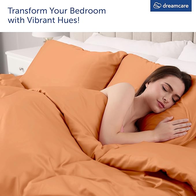 DREAMCARE King Size Sheets Set – 4 pcs Super Soft & Lightweight Cooling Sheets – up to 21” Deep Pocket King Sheet Set Hotel Luxury Sheets & Pillowcases 100% Microfiber with Side Pocket, Terracota