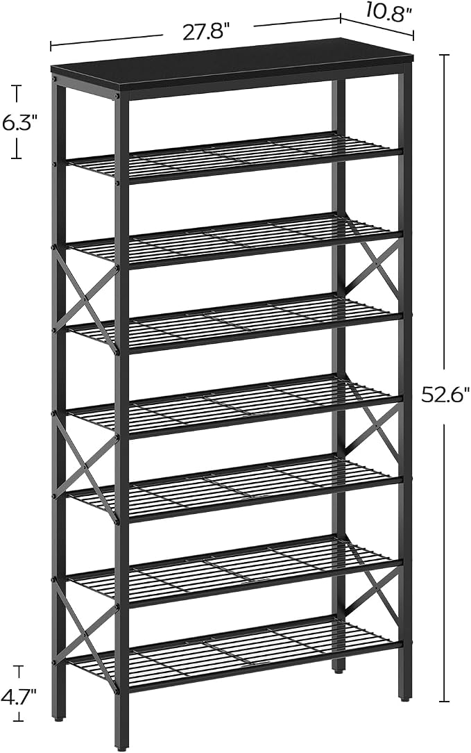 YATINEY 8 Tier Shoe Rack, Large Capacity Shoe Storage Organizer Holds 32 Pairs, Sturdy and Stable, for Entryway, Hallway, Closet, Dorm Room, Black SS08BB - Image 3