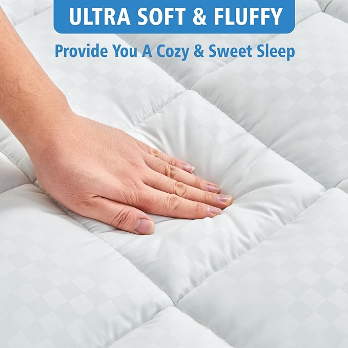 Twin XL Mattress Pad Cover for College Dorm, Cooling Mattress Topper for Twin Extra Long Bed with 6-21 inches Deep Pocket, 39x80 Inches, White