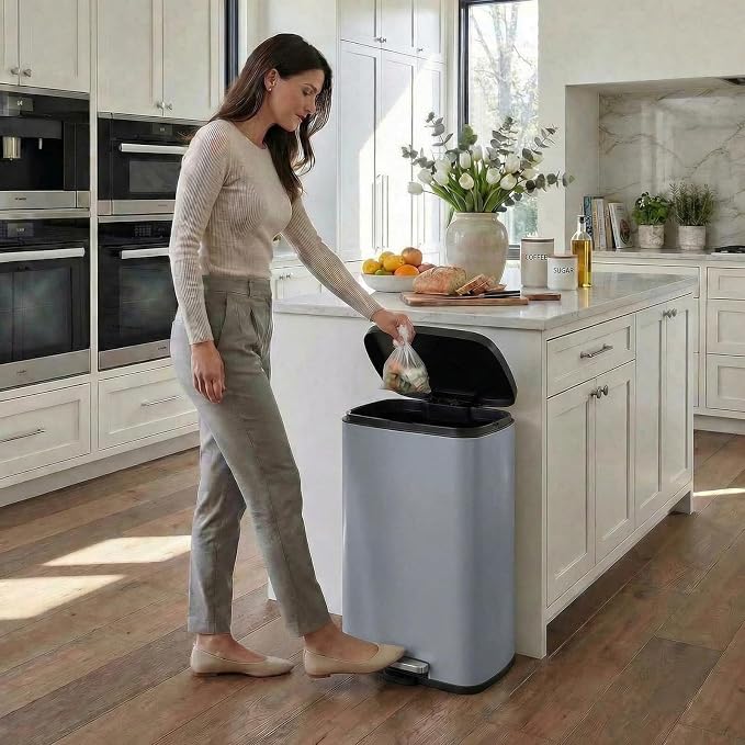 8 Gal Kitchen Trash Can, 30L Recycling or Garbage Bin, Brushed Stainless Steel Waste Basket, Soft&Quiet Close Dustbin, with Step-On Pedal, Removable Inner Bucket, for Home, Office, Living Room - Image 9