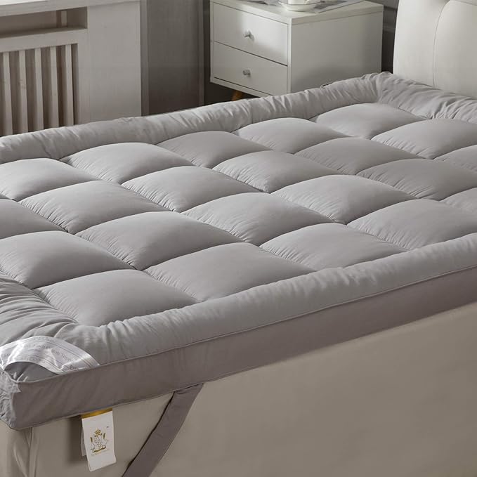 Plush Extra Thick Twin Mattress Topper, Soft & Cooling Pillow Top Bed Topper for Back Pain with 300TC Cotton Cover, Overfilled Mattress Pad Cover for Back Pain, Fit to 6”-22” Mattress.