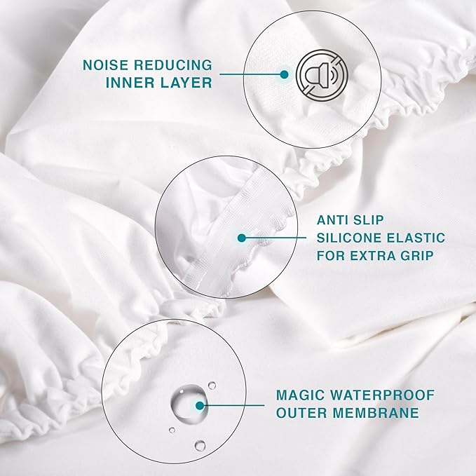 Fabdreams Organic Cal King Size Waterproof Mattress Protector, 74" x 86", White, Temperature Regulating, Breathable, 100% Organic Cotton
