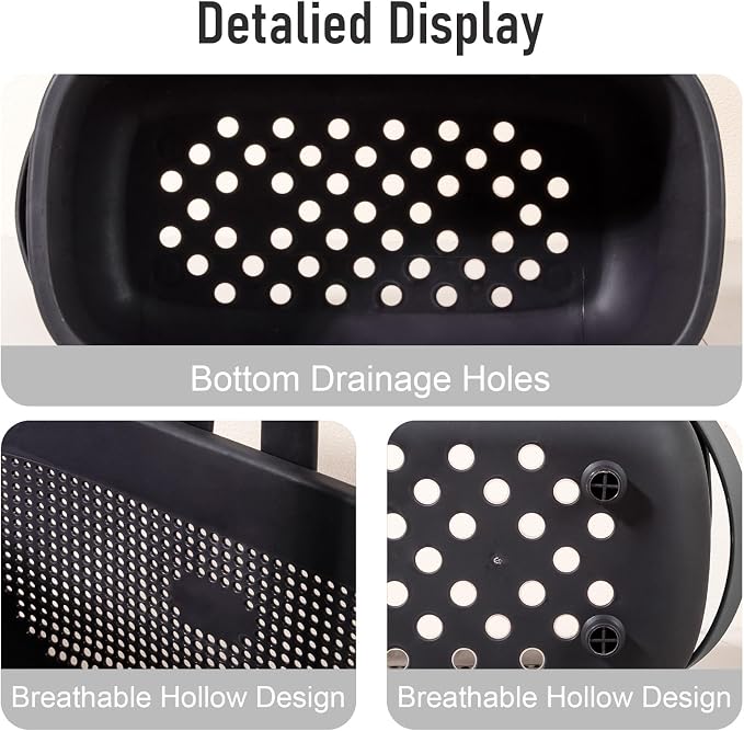 JiatuA Plastic Storage Basket with Handle Portable Shower Caddy Tote Organizer Basket Bin for Bathroom Kitchen Dorm Room Bedroom, Black - Image 4