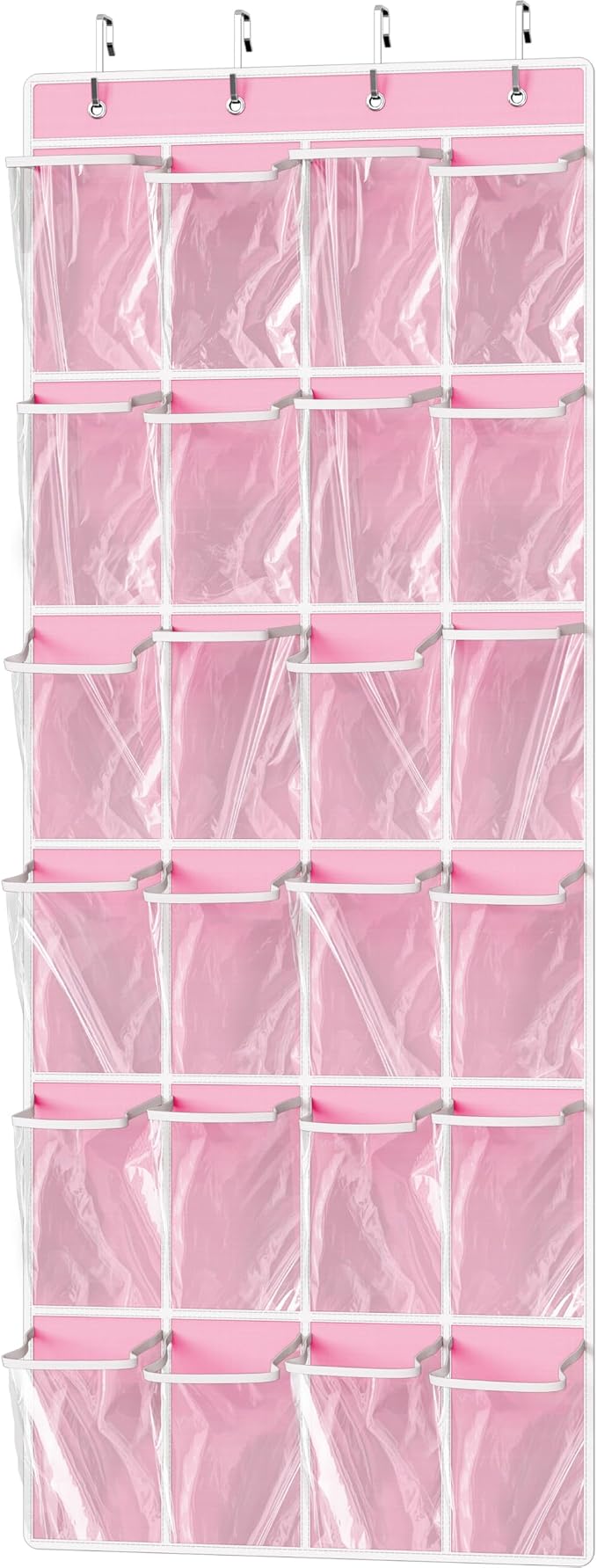 Simple Houseware 24 Pockets Large Clear Pockets Over The Door Hanging Shoe Organizer, Pink (56" x 22.5") by SimpleHouseware