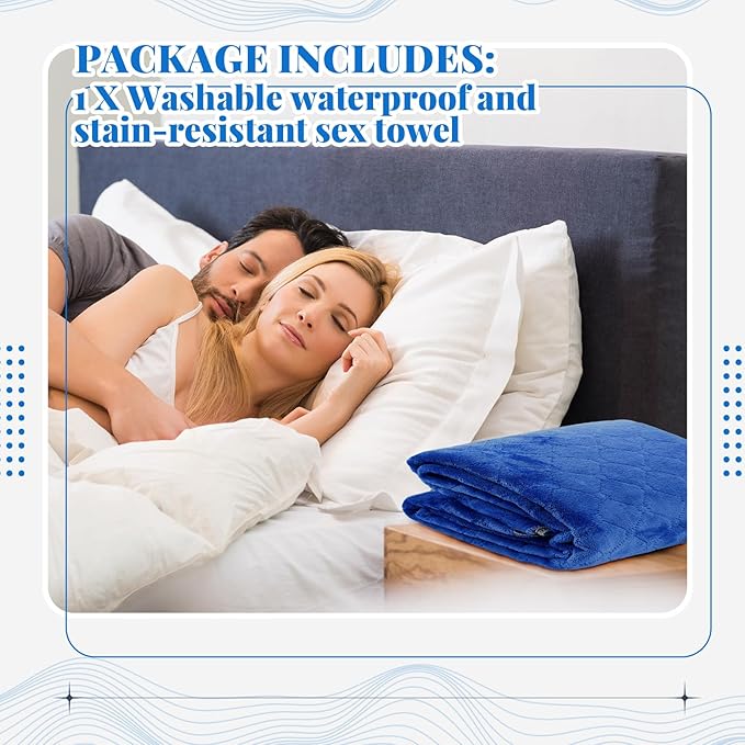 Couples Waterproof Mat Lover Reusable Stainproof Blanket Quiet Easy Use Towel Protector for Adult Multi Functional Bed Sheets Couple Messy Play Pleasure Comfort(Blue,54 x 34 Inch)
