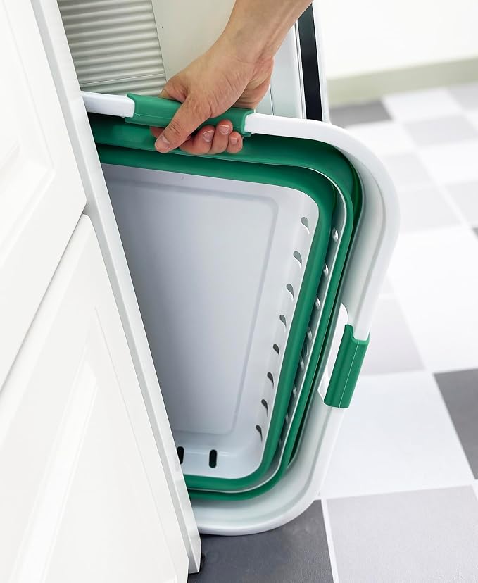 SAMMART 42L (11 gallon) Collapsible Plastic Laundry Basket - Foldable Pop Up Storage Container/Organizer - Space Saving Hamper/Basket (1, White/Winter Green) - Image 5