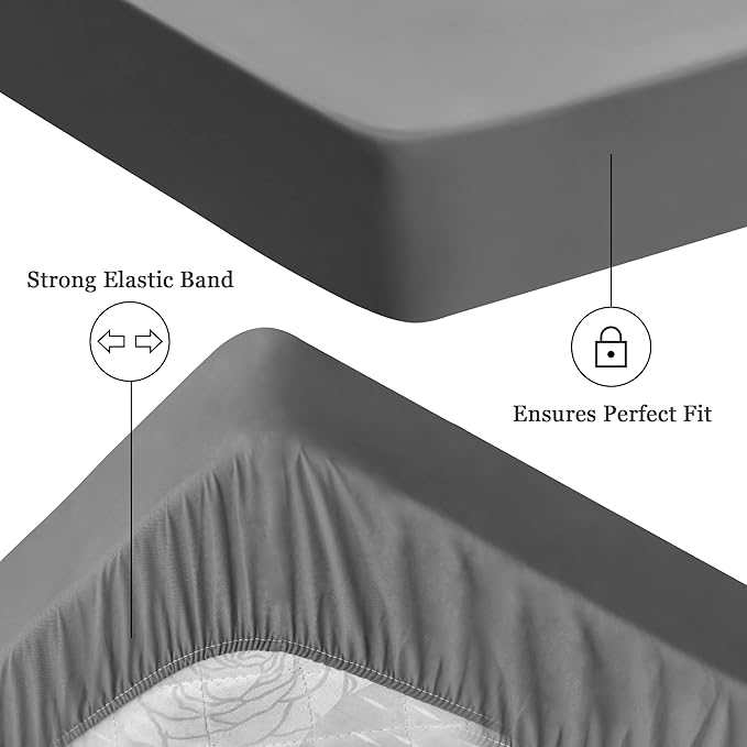 Sufdari Twin XL Mattress Protector,Waterproof Mattress Protector,Fitted Sheet Style Mattress Cover with 18" Deep Pocket,Washable and Comfortable-Gray,Twin XL