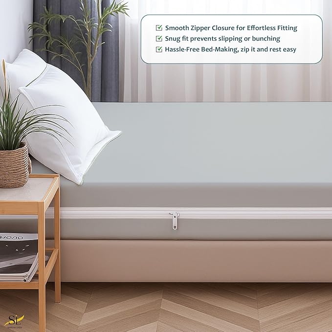 Mattress Protector Bunk Size 42" x 80" 100% Waterproof Zippered Cover, 6 Inch Deep, Six-Sided Encasement, Perfect for Campers, Motorhomes & Travel Trailers (Light Grey)