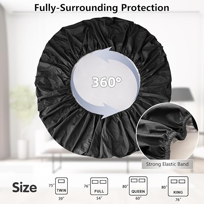 Full Mattress Protector Waterproof, Breathable Noiseless Bed Cover with Deep Pocket 6"-18", Machine Washable Mattress Cover Full for Bedroom, College Dorm, Hotel (Black, 54'' X 76'')