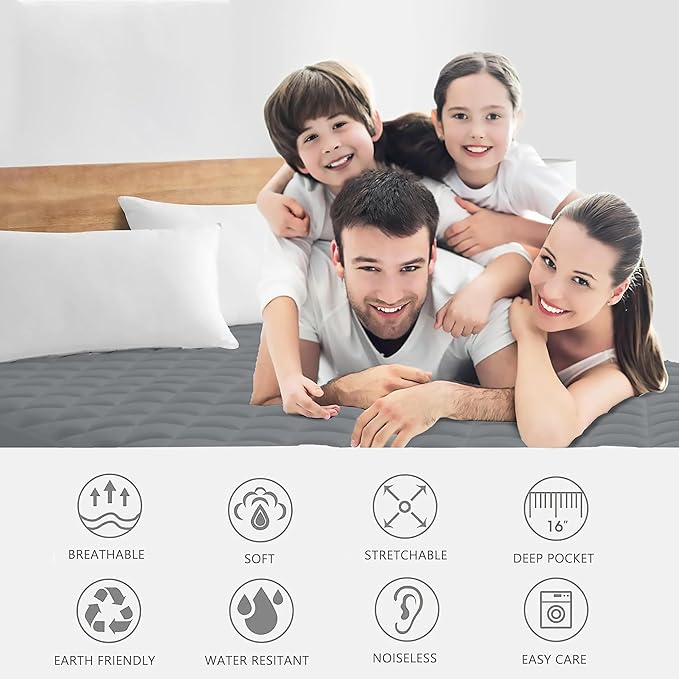 California King Mattress Protector – Waterproof Mattress Pad for Incontinence – Soft, Breathable, Washable Cover with Strong Elastic Corner Straps – Fits Up to 16" Deep