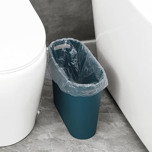 rejomiik Small Trash Can, 3.5 Gallon Slim Garbage Can Plastic Waste Basket with Handles Container Bin for Narrow Spaces Bathroom, Bedroom, Kitchen, Office at Home, Teal Blue - Image 9