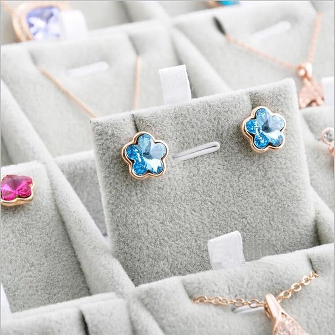 Oirlv Velvet Jewelry Tray 24 Grid liner Pendant Earrings Organizer Storage Trays Showcase Display Jewelry Holder - Image 2