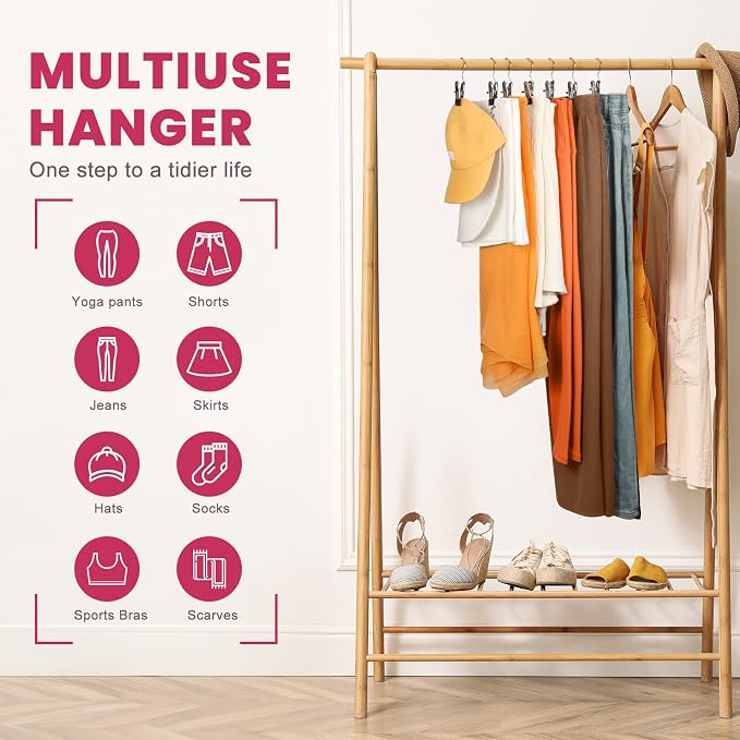 30 Pack Pants Hangers with Clip,Legging Organizer for Closet Hanging, Space Saving Yoga Pants Hangers Clip Hangers Closet Organization,Closet Organizers and Storage for Jeans,Shorts,Skirts,Hats - Image 5